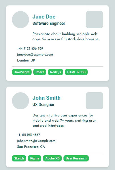 Business card CV